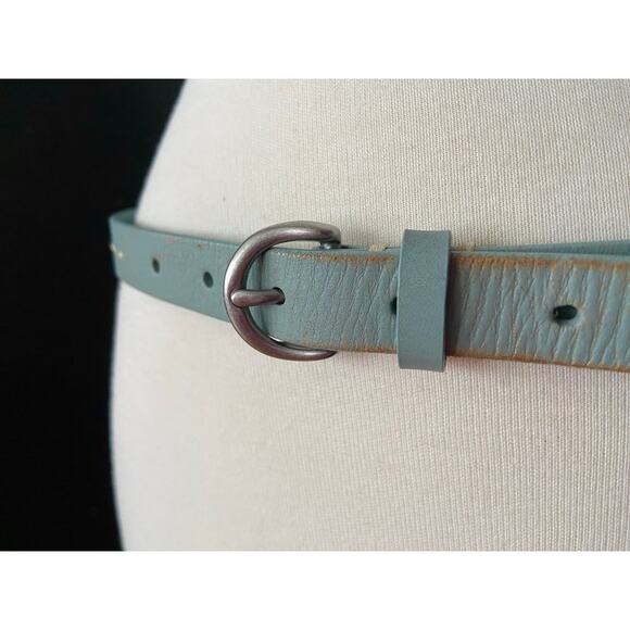 EDDIE BAUER Skinny Light Green Leather Belt w/Whipstitch Accent sz S - Picture 2 of 11